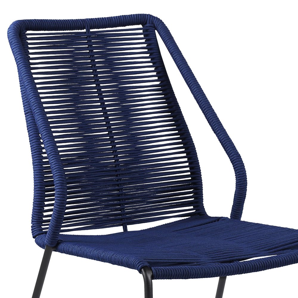 Set of Two 22" Blue Metal Outdoor Dining Chair HomeRoots