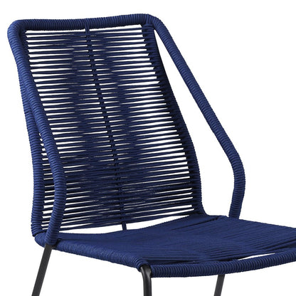 Set of Two 22" Blue Metal Outdoor Dining Chair HomeRoots