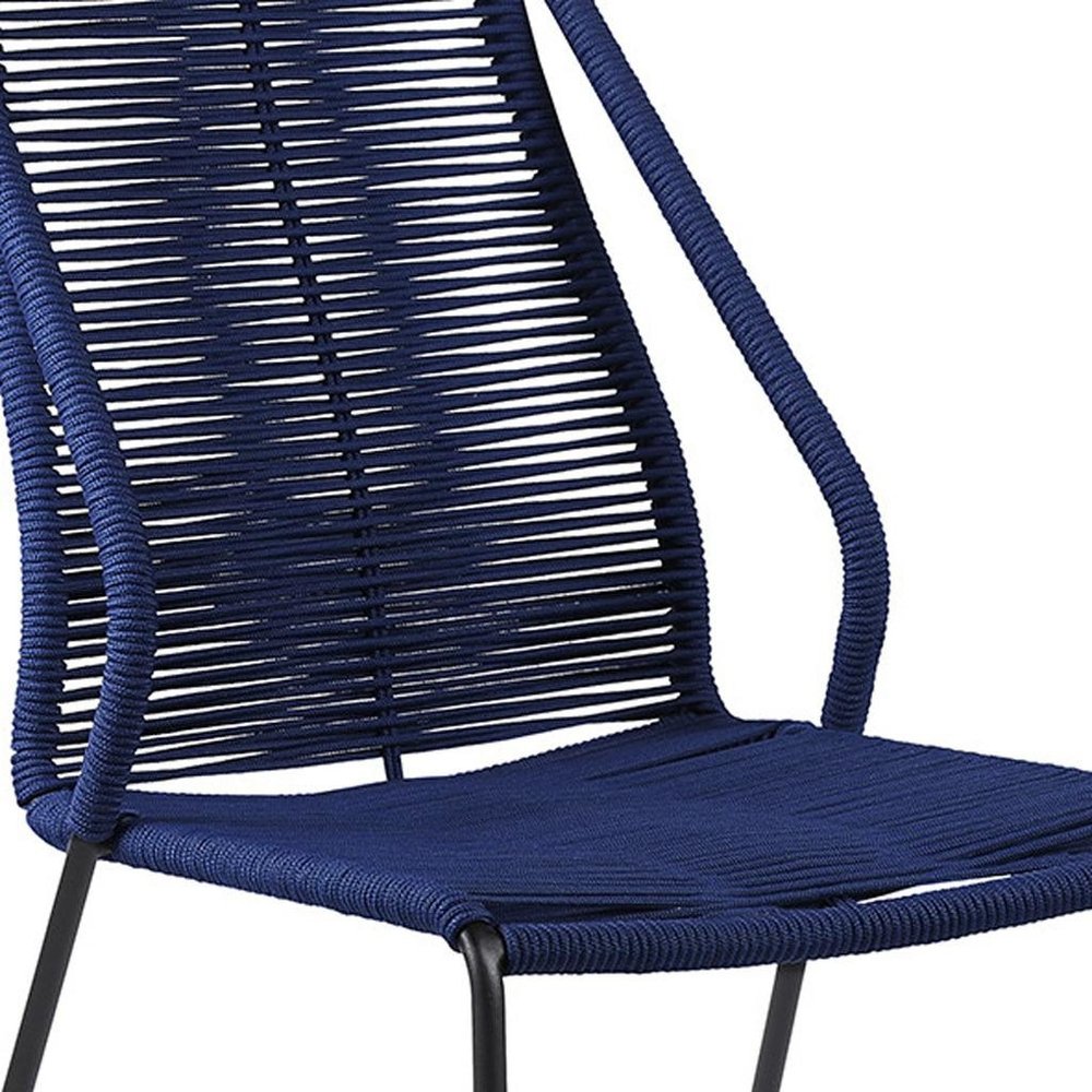 Set of Two 22" Blue Metal Outdoor Dining Chair HomeRoots