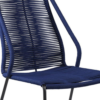 Set of Two 22" Blue Metal Outdoor Dining Chair HomeRoots