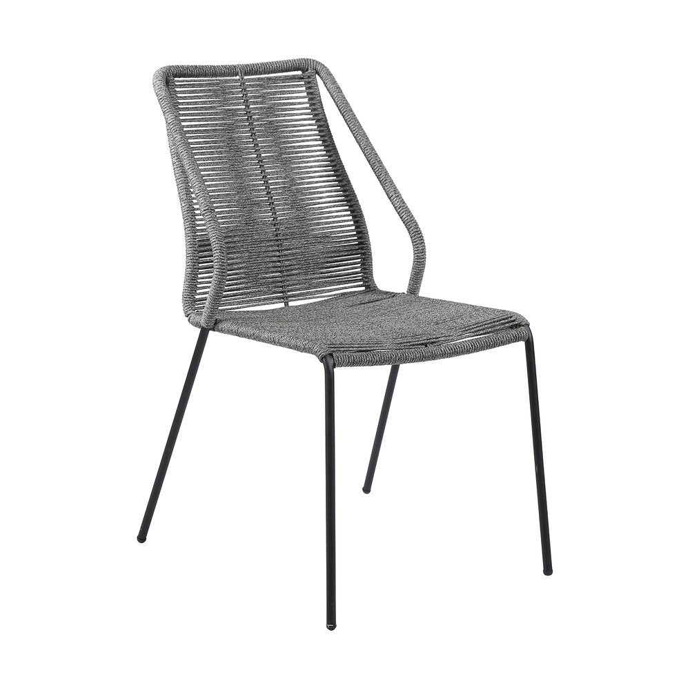 Set of Two 22" Gray Metal Outdoor Dining Chair HomeRoots