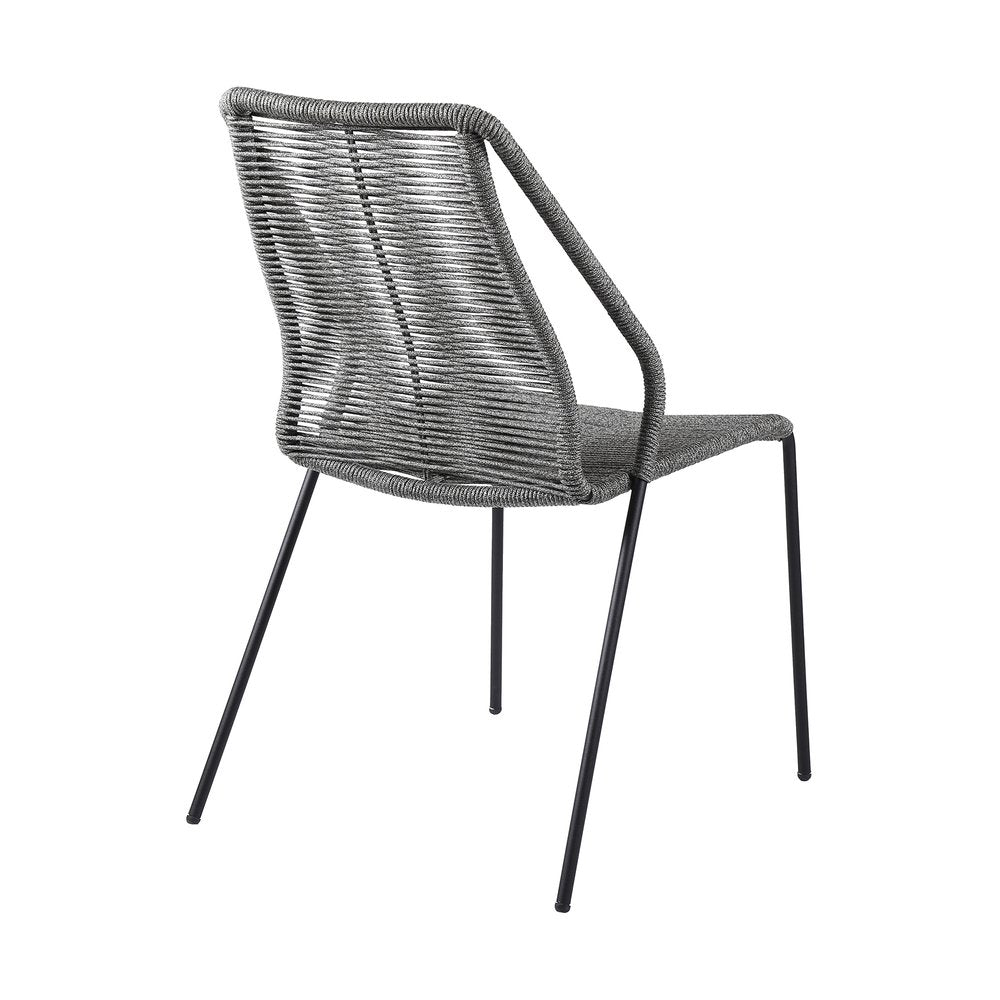 Set of Two 22" Gray Metal Outdoor Dining Chair HomeRoots