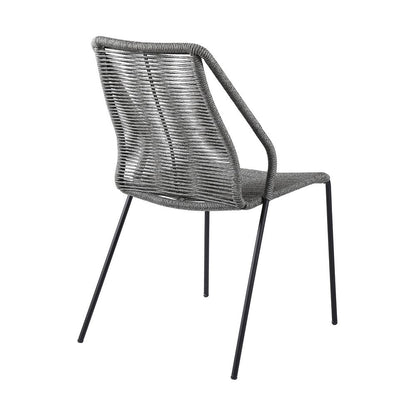 Set of Two 22" Gray Metal Outdoor Dining Chair HomeRoots