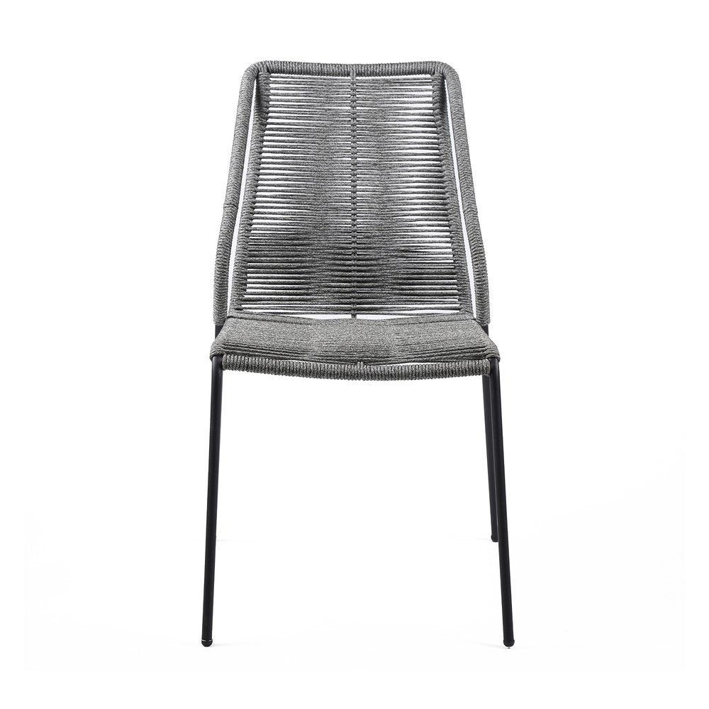 Set of Two 22" Gray Metal Outdoor Dining Chair HomeRoots