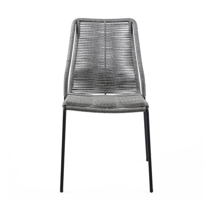 Set of Two 22" Gray Metal Outdoor Dining Chair HomeRoots