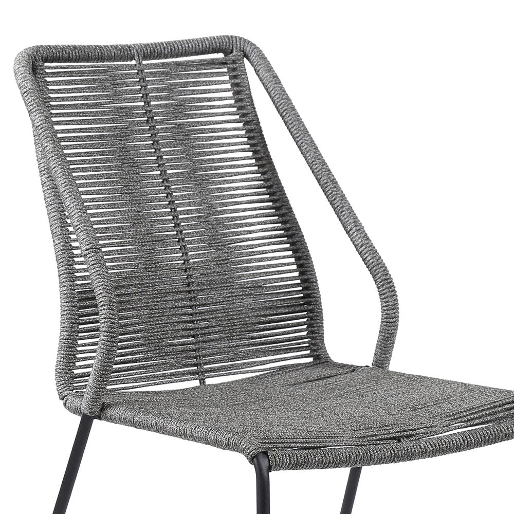 Set of Two 22" Gray Metal Outdoor Dining Chair HomeRoots