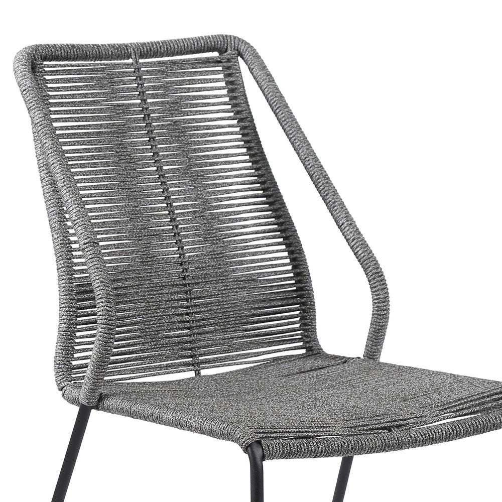 Set of Two 22" Gray Metal Outdoor Dining Chair HomeRoots