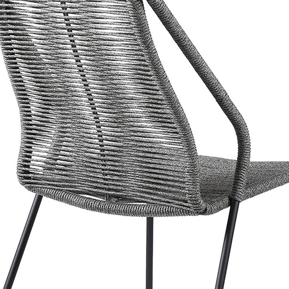 Set of Two 22" Gray Metal Outdoor Dining Chair HomeRoots