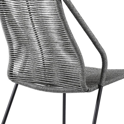 Set of Two 22" Gray Metal Outdoor Dining Chair HomeRoots