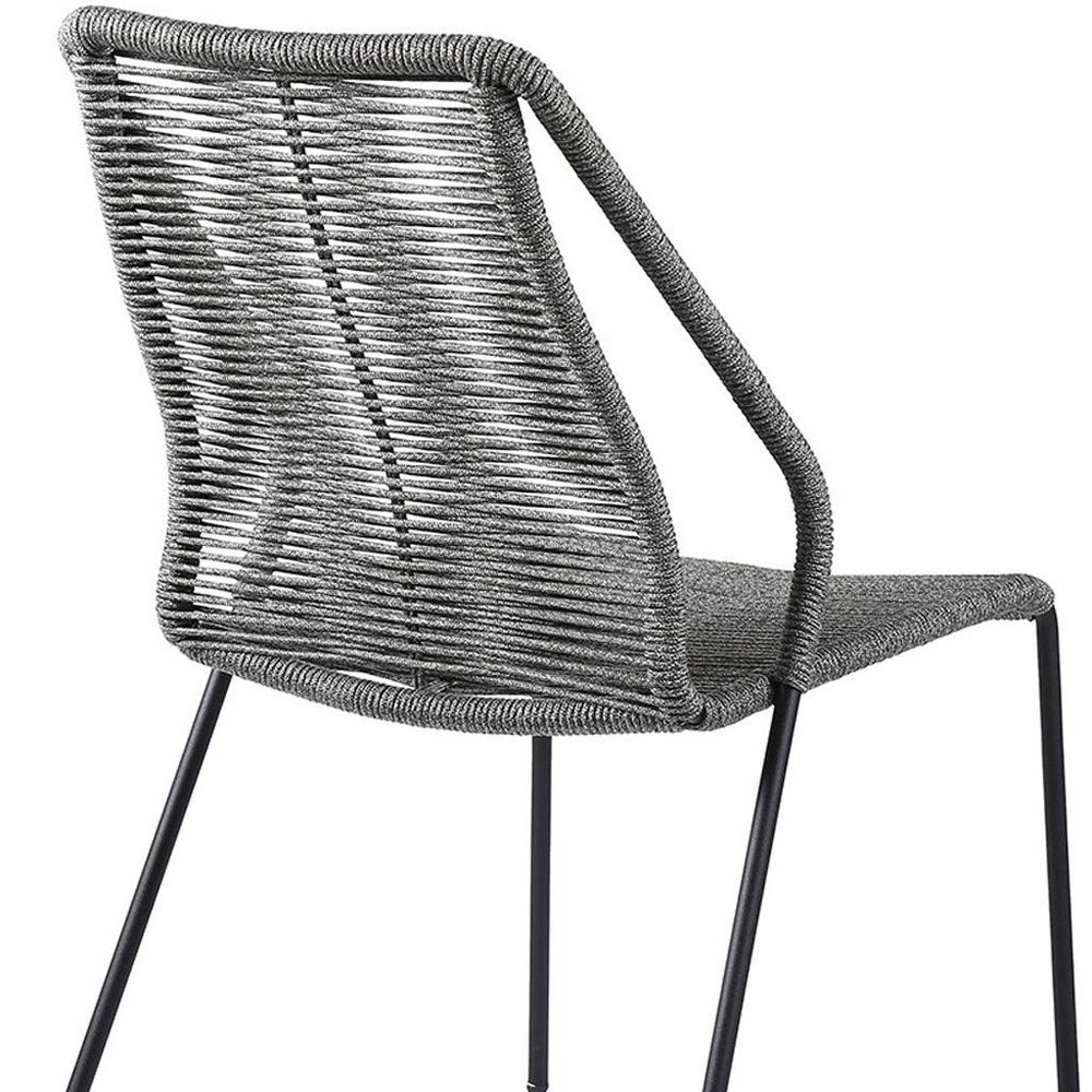Set of Two 22" Gray Metal Outdoor Dining Chair HomeRoots
