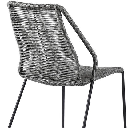 Set of Two 22" Gray Metal Outdoor Dining Chair HomeRoots