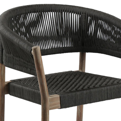 Set of Two 26" Black and Natural Wood Solid Wood Outdoor Dining Chair HomeRoots