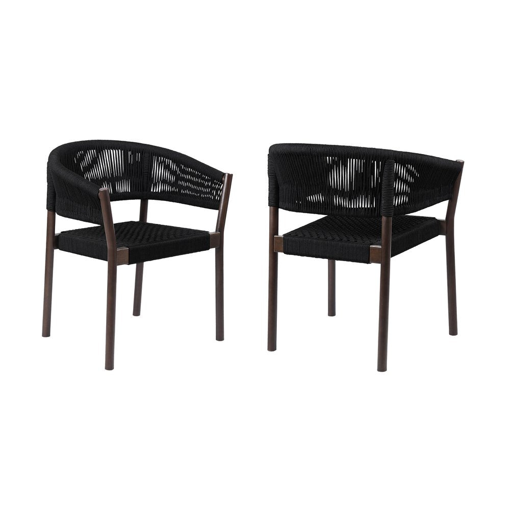 Set of Two 26" Black Solid Wood Outdoor Dining Chair HomeRoots