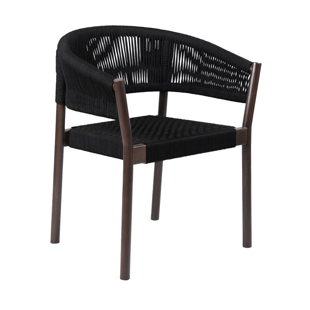 Set of Two 26" Black Solid Wood Outdoor Dining Chair HomeRoots