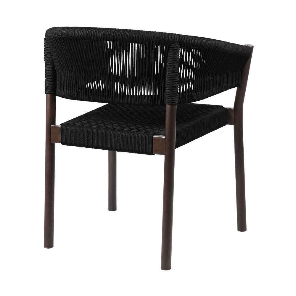 Set of Two 26" Black Solid Wood Outdoor Dining Chair HomeRoots
