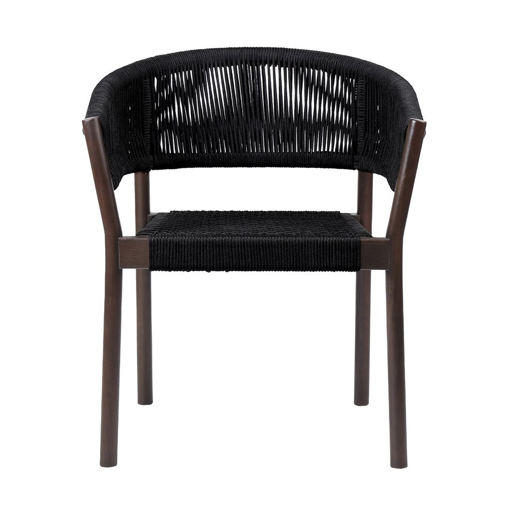 Set of Two 26" Black Solid Wood Outdoor Dining Chair HomeRoots