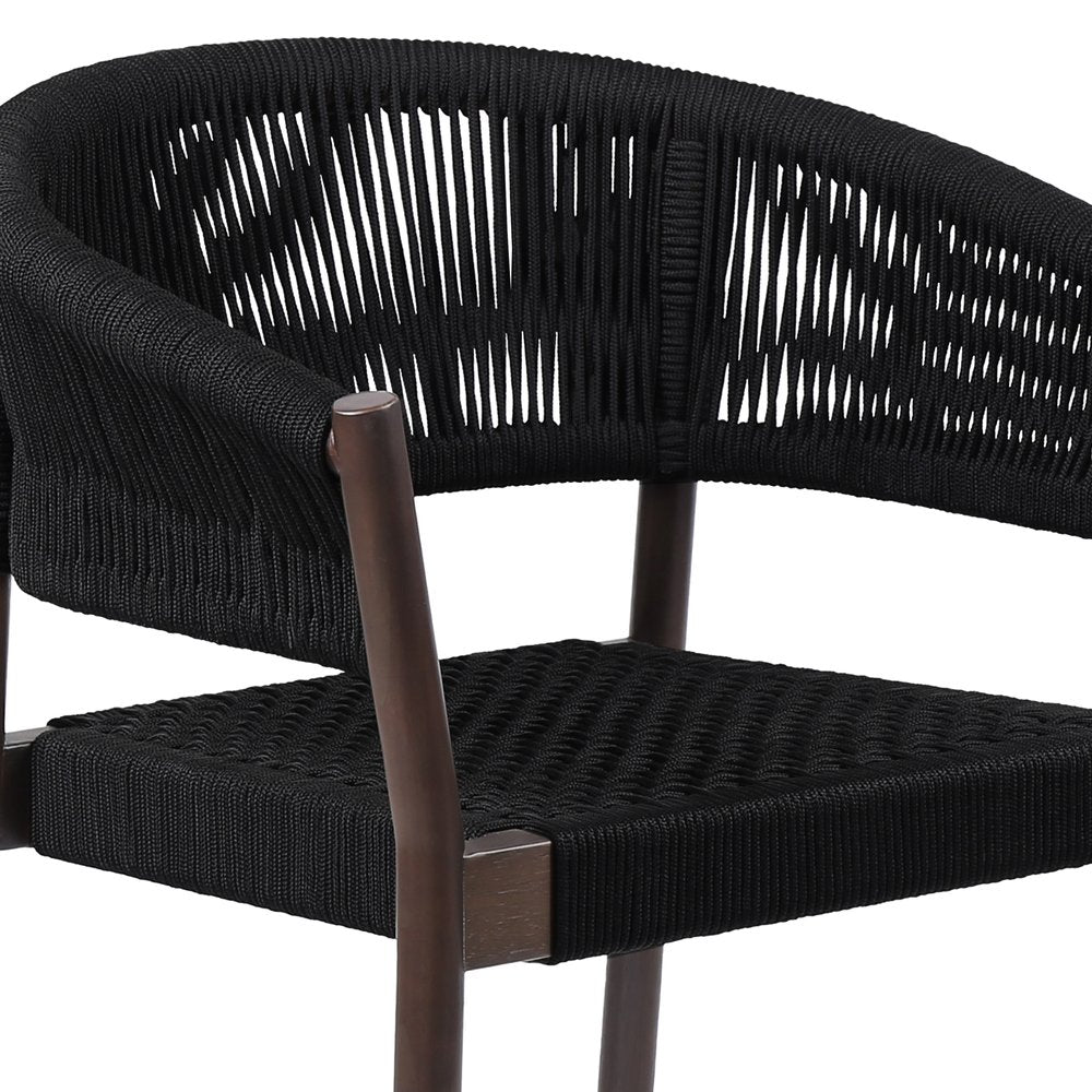 Set of Two 26" Black Solid Wood Outdoor Dining Chair HomeRoots
