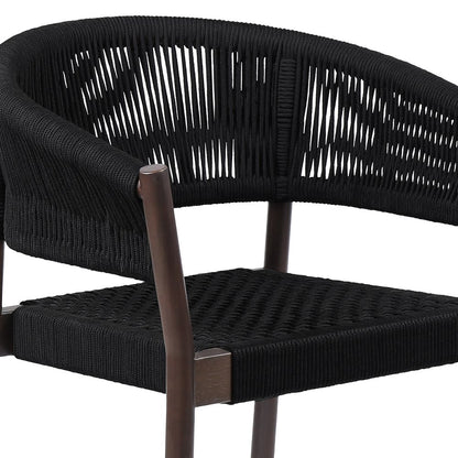 Set of Two 26" Black Solid Wood Outdoor Dining Chair HomeRoots