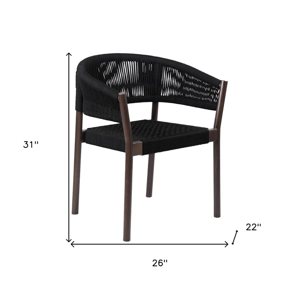 Set of Two 26" Black Solid Wood Outdoor Dining Chair HomeRoots