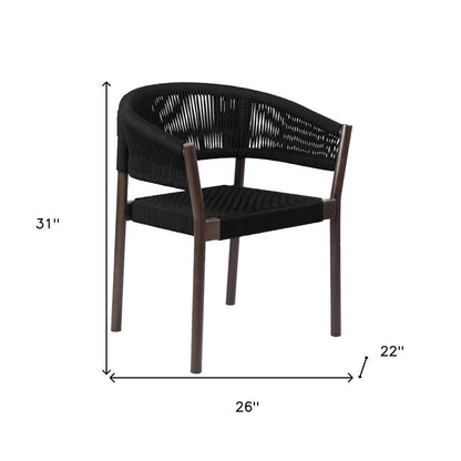 Set of Two 26" Black Solid Wood Outdoor Dining Chair HomeRoots