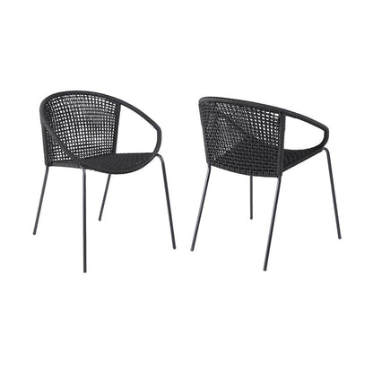 Set of Two 25" Black Metal Outdoor Dining Chair HomeRoots
