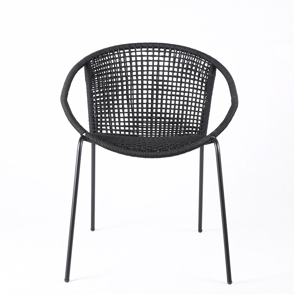 Set of Two 25" Black Metal Outdoor Dining Chair HomeRoots