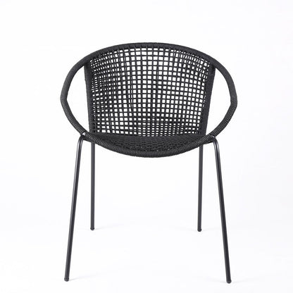 Set of Two 25" Black Metal Outdoor Dining Chair HomeRoots