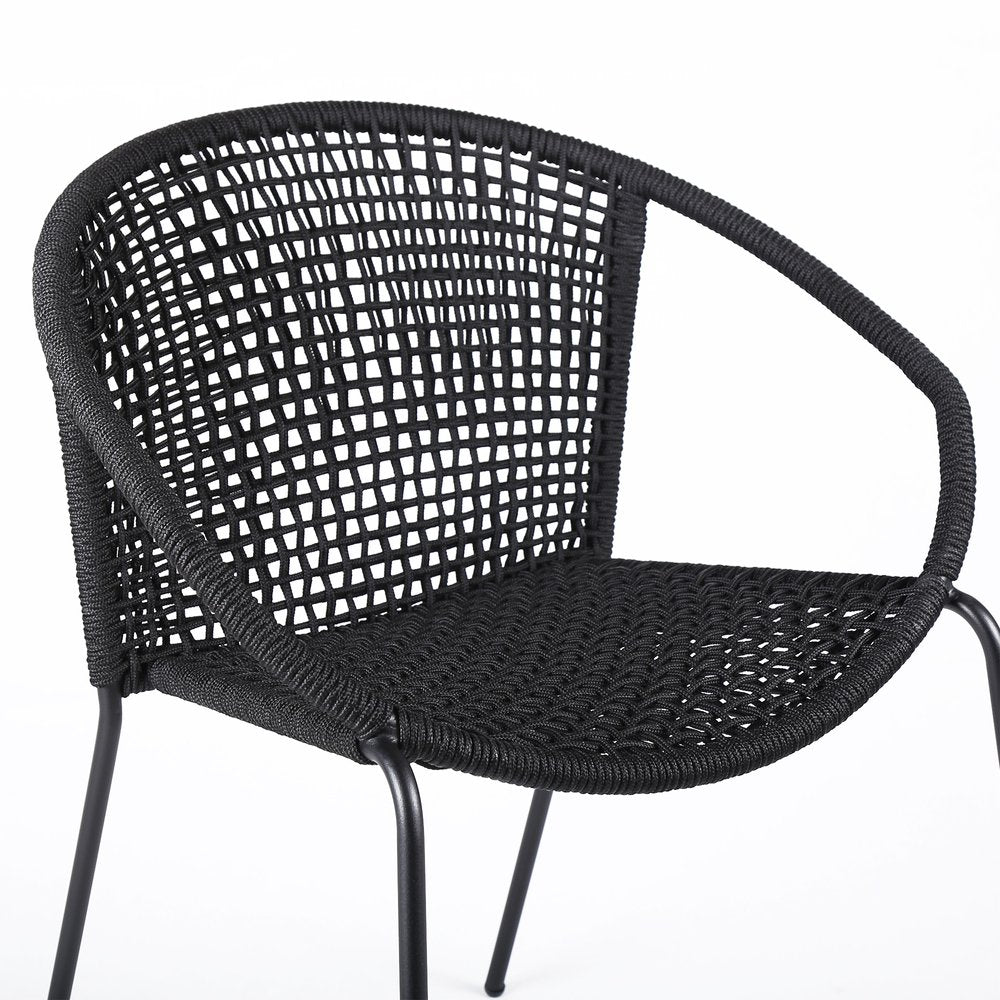 Set of Two 25" Black Metal Outdoor Dining Chair HomeRoots