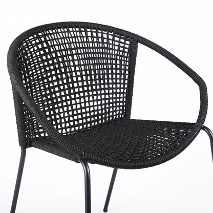 Set of Two 25" Black Metal Outdoor Dining Chair HomeRoots