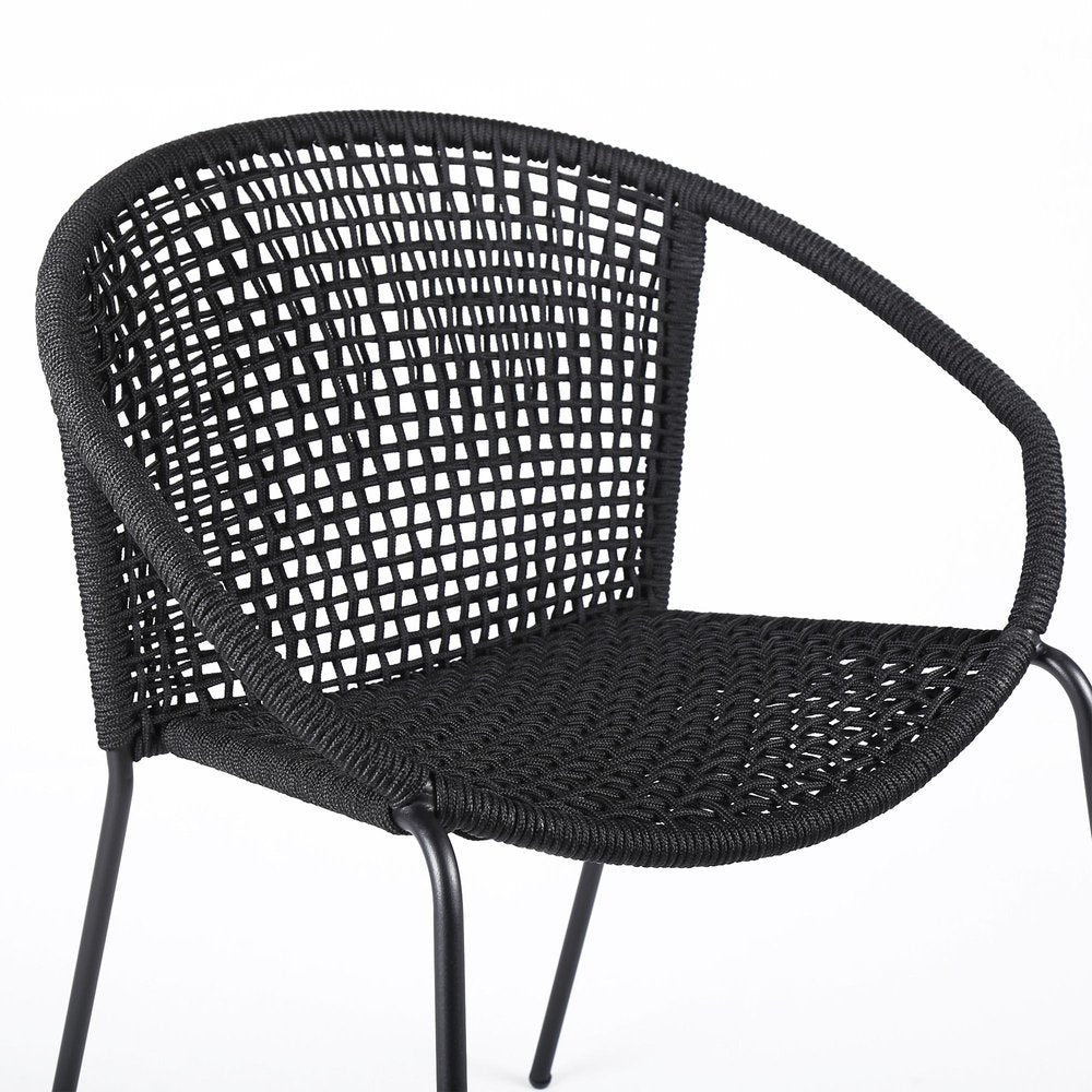 Set of Two 25" Black Metal Outdoor Dining Chair HomeRoots