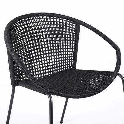 Set of Two 25" Black Metal Outdoor Dining Chair HomeRoots