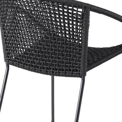 Set of Two 25" Black Metal Outdoor Dining Chair HomeRoots