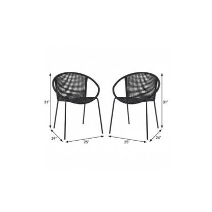 Set of Two 25" Black Metal Outdoor Dining Chair HomeRoots