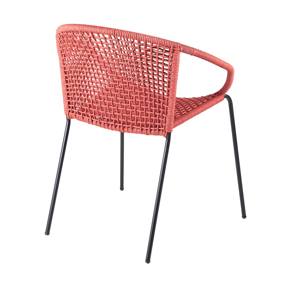 Set of Two 25" Red Metal Outdoor Dining Chair HomeRoots