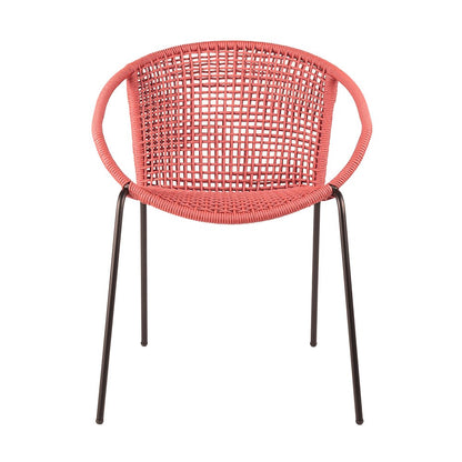 Set of Two 25" Red Metal Outdoor Dining Chair HomeRoots