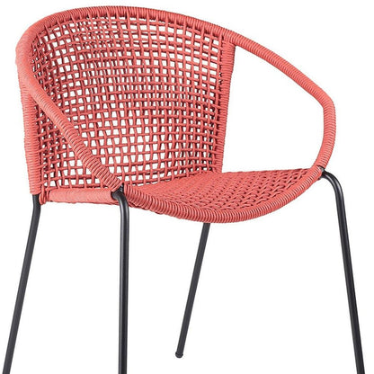 Set of Two 25" Red Metal Outdoor Dining Chair HomeRoots