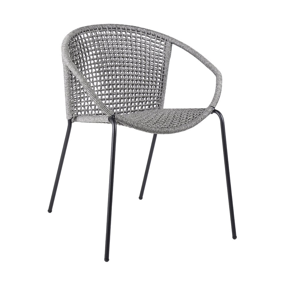 Set of Two 25" Gray Metal Outdoor Dining Chair HomeRoots
