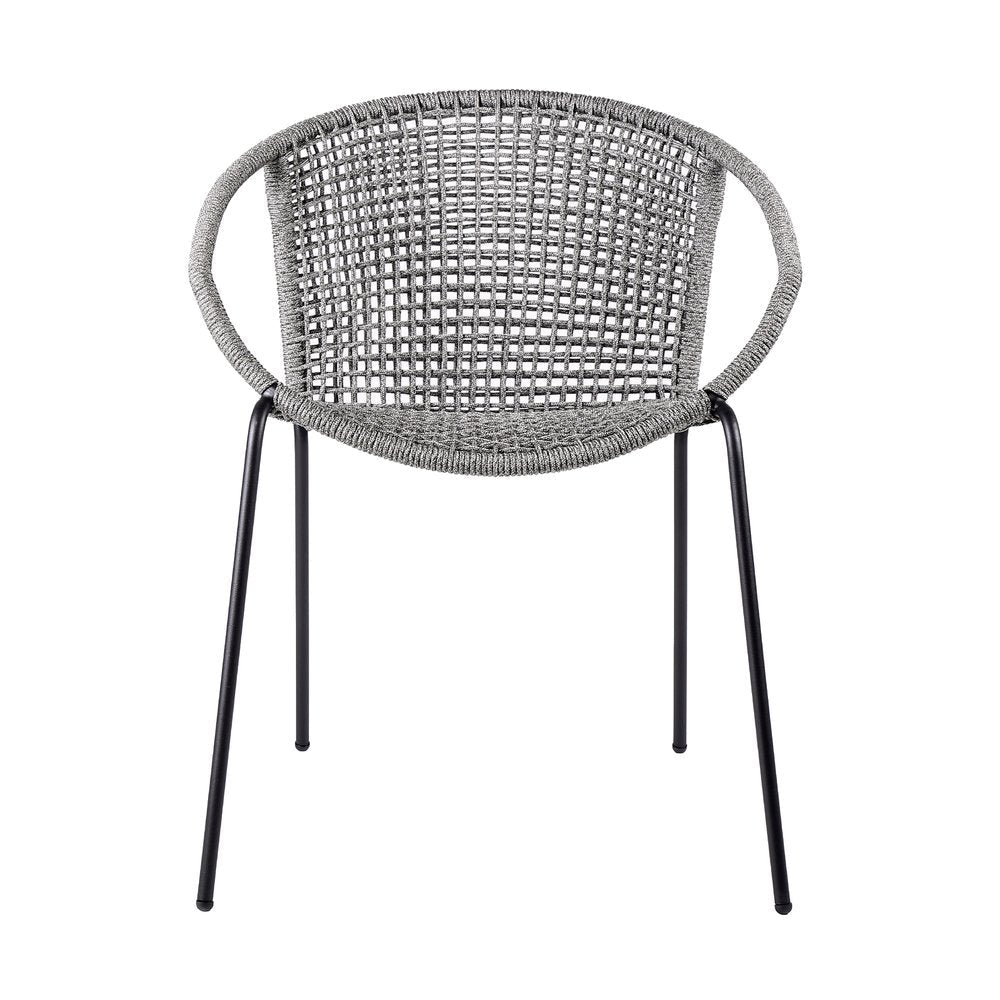 Set of Two 25" Gray Metal Outdoor Dining Chair HomeRoots
