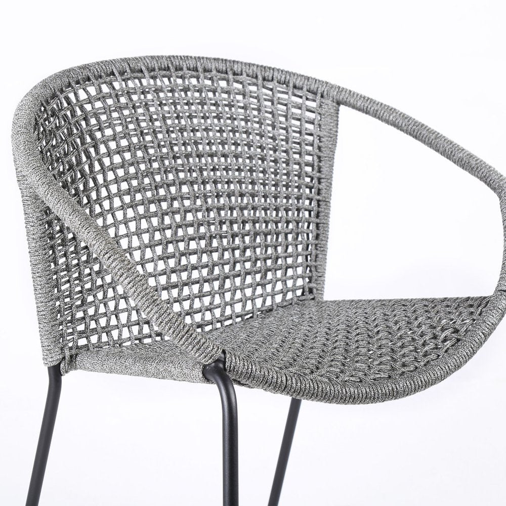 Set of Two 25" Gray Metal Outdoor Dining Chair HomeRoots