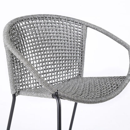 Set of Two 25" Gray Metal Outdoor Dining Chair HomeRoots