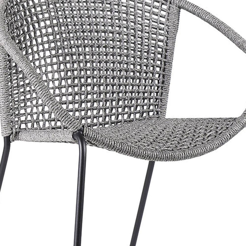 Set of Two 25" Gray Metal Outdoor Dining Chair HomeRoots