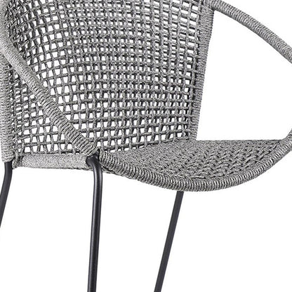 Set of Two 25" Gray Metal Outdoor Dining Chair HomeRoots