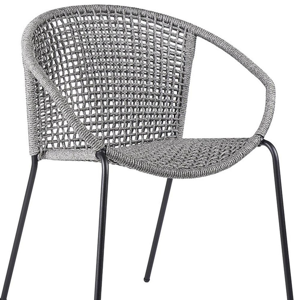 Set of Two 25" Gray Metal Outdoor Dining Chair HomeRoots