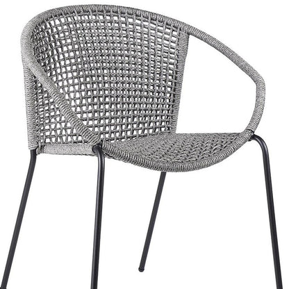 Set of Two 25" Gray Metal Outdoor Dining Chair HomeRoots