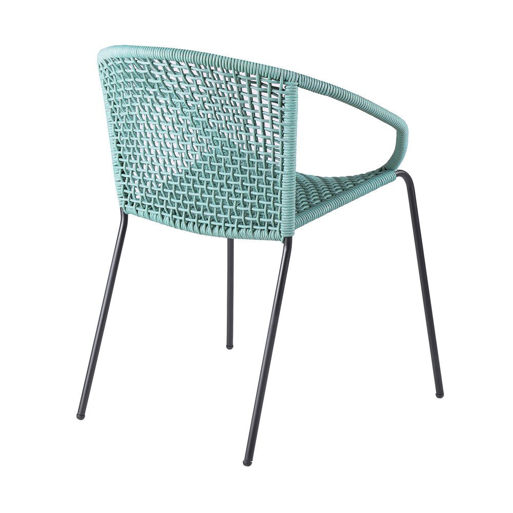 Set of Two 25" Green Metal Outdoor Dining Chair HomeRoots