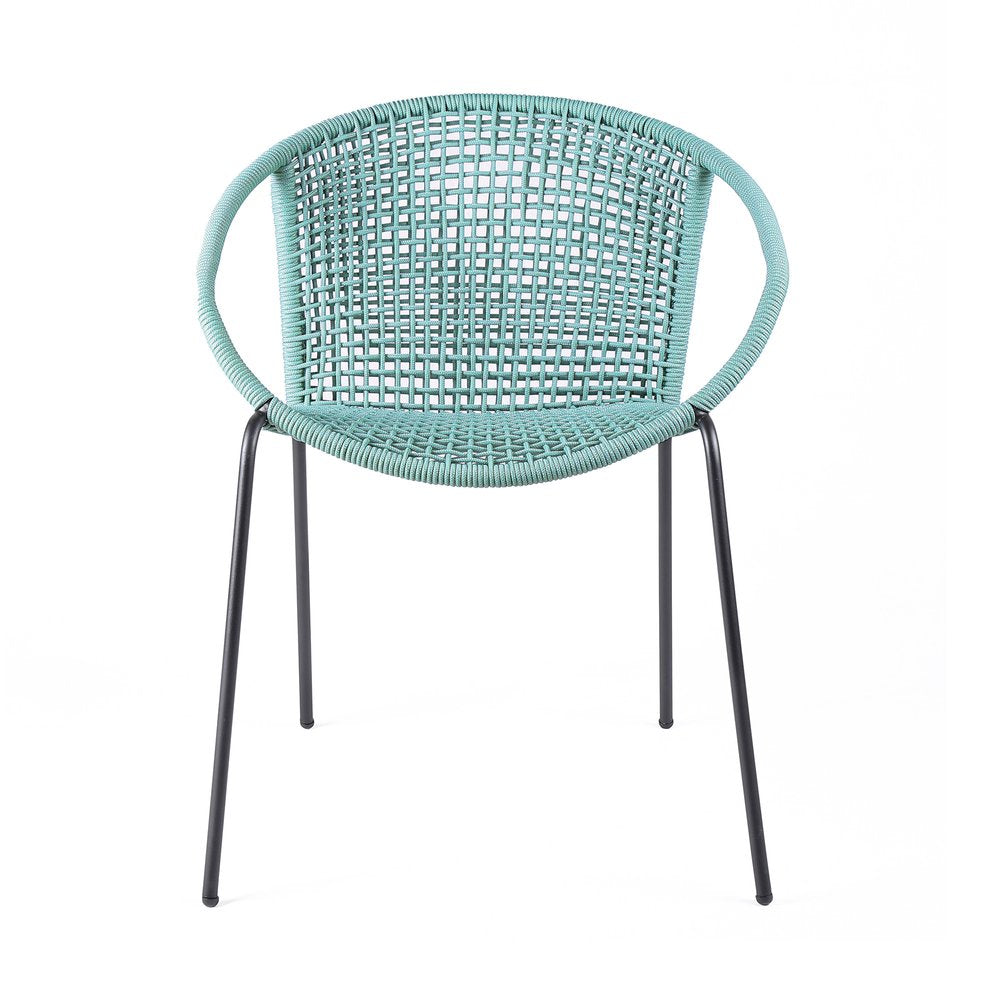 Set of Two 25" Green Metal Outdoor Dining Chair HomeRoots