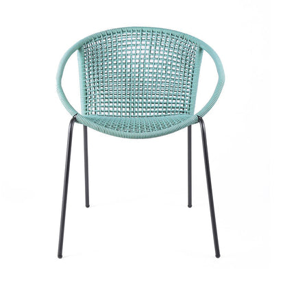 Set of Two 25" Green Metal Outdoor Dining Chair HomeRoots