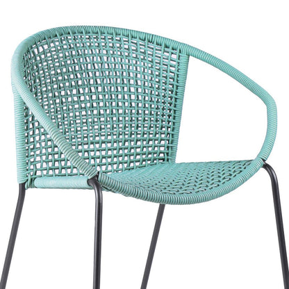 Set of Two 25" Green Metal Outdoor Dining Chair HomeRoots