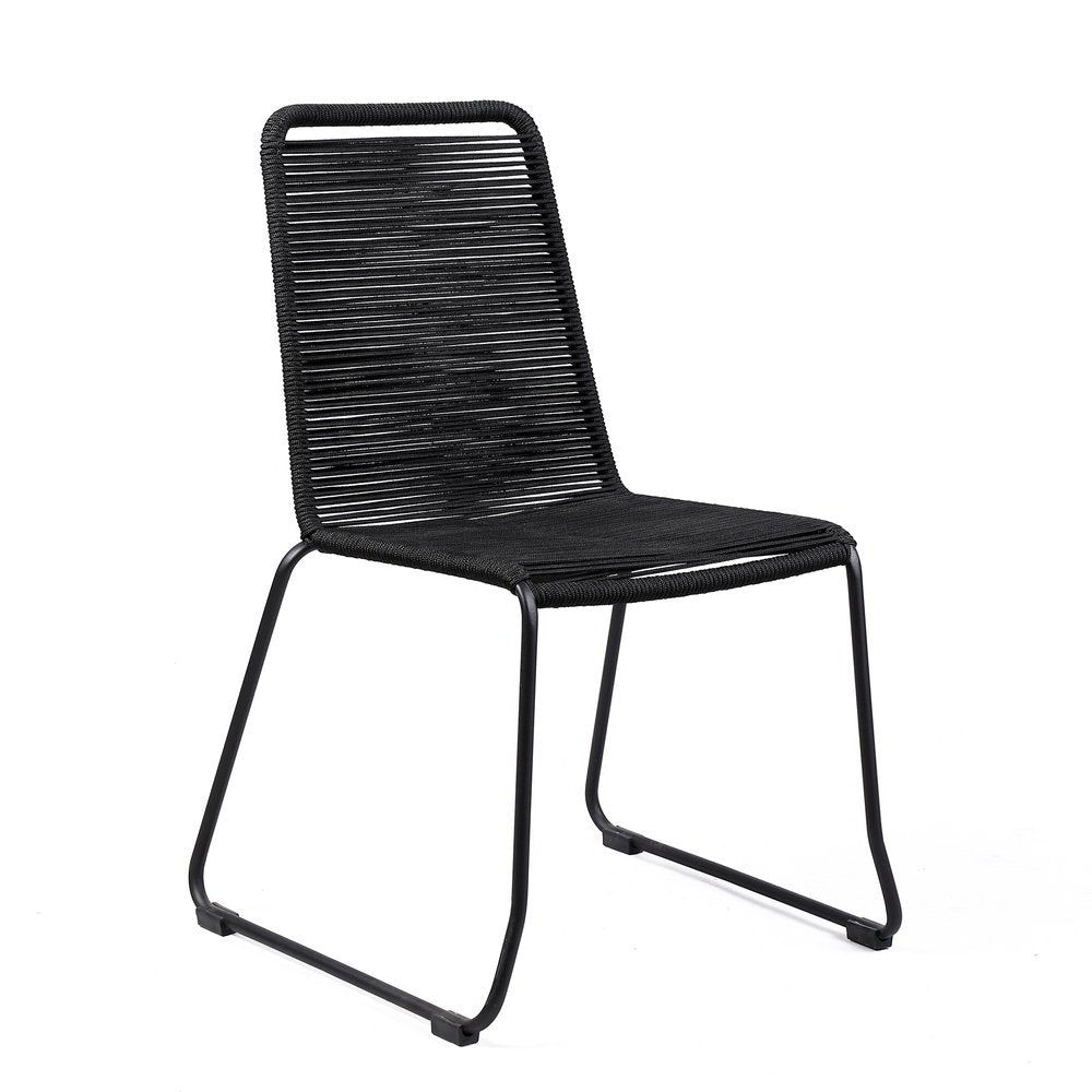 Set of Two 23" Black Metal Outdoor Dining Chair HomeRoots