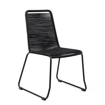 Set of Two 23" Black Metal Outdoor Dining Chair HomeRoots
